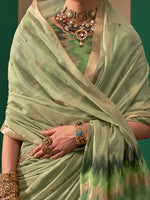 Thumbnail for NOZ2TOZ Women's Silk Blend Light Green Woven Design Designer Saree With Blouse Piece - Distacart