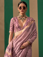 Thumbnail for NOZ2TOZ Women's Silk Blend Mauve Woven Design Designer Saree With Blouse Piece - Distacart