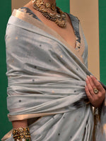 Thumbnail for NOZ2TOZ Women's Silk Blend Grey Woven Design Designer Saree With Blouse Piece - Distacart
