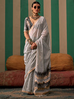 Thumbnail for NOZ2TOZ Women's Silk Blend Grey Woven Design Designer Saree With Blouse Piece - Distacart