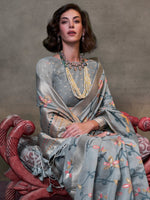 Thumbnail for NOZ2TOZ Women's Silk Blend Grey Woven Design Designer Saree With Blouse Piece - Distacart