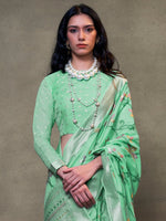 Thumbnail for NOZ2TOZ Women's Silk Blend Sea Green Woven Design Designer Saree With Blouse Piece - Distacart