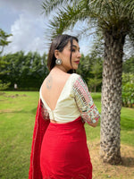 Thumbnail for Teeya Creation Red Color Georgette Embroidery Work Saree - Distacart