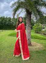 Thumbnail for Teeya Creation Red Color Georgette Embroidery Work Saree - Distacart