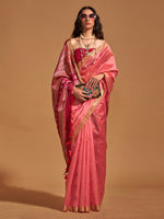 Thumbnail for NOZ2TOZ Women's Silk Blend Pink Woven Design Designer Saree With Blouse Piece - Distacart
