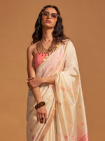 Thumbnail for NOZ2TOZ Women's Silk Blend Off White Woven Design Designer Saree With Blouse Piece - Distacart