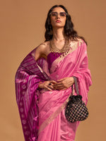 Thumbnail for NOZ2TOZ Women's Silk Blend Pink Woven Design Designer Saree With Blouse Piece - Distacart