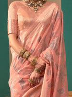 Thumbnail for NOZ2TOZ Women's Linen Peach Woven Design Designer Saree With Blouse Piece - Distacart