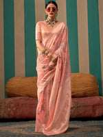 Thumbnail for NOZ2TOZ Women's Linen Peach Woven Design Designer Saree With Blouse Piece - Distacart