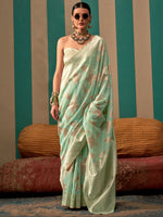 Thumbnail for NOZ2TOZ Women's Linen Sea Green Woven Design Designer Saree With Blouse Piece - Distacart