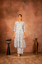 Thumbnail for Joban Fashion Blue Hand Block Printed Cotton Suit Set - Distacart