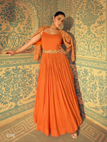 Thumbnail for Aarshi Fashions Orange Silk Wedding Gowns