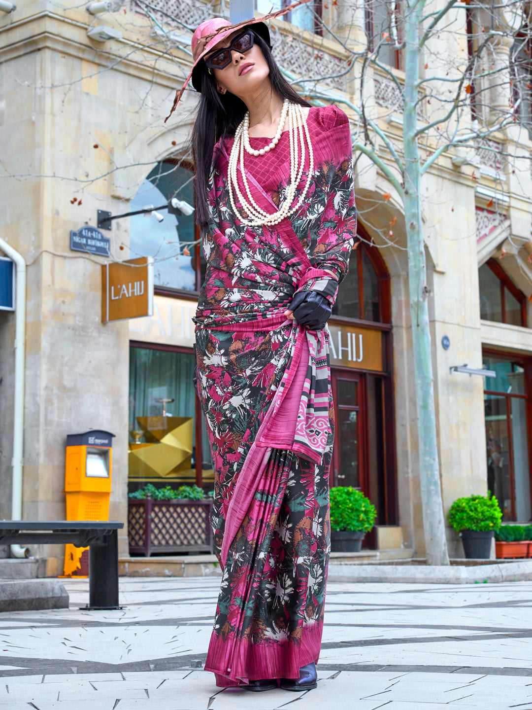 NOZ2TOZ Women's Crepe Pink Printed Designer Saree With Blouse Piece - Distacart