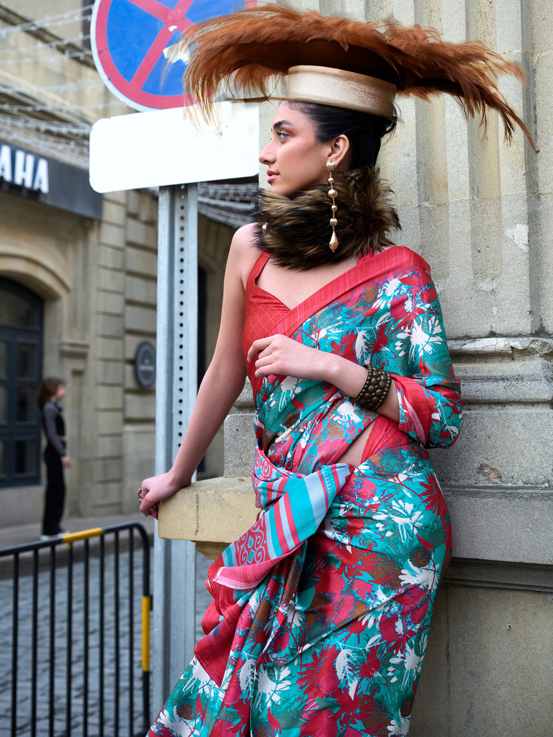 NOZ2TOZ Women's Crepe Pink Printed Designer Saree With Blouse Piece - Distacart