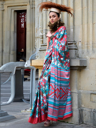 NOZ2TOZ Women's Crepe Pink Printed Designer Saree With Blouse Piece - Distacart