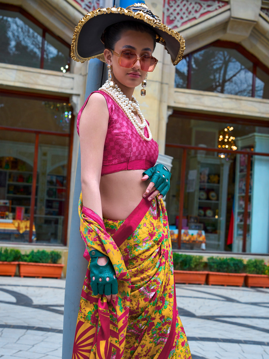 NOZ2TOZ Women's Crepe Pink Printed Designer Saree With Blouse Piece - Distacart