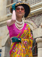 Thumbnail for NOZ2TOZ Women's Crepe Pink Printed Designer Saree With Blouse Piece - Distacart