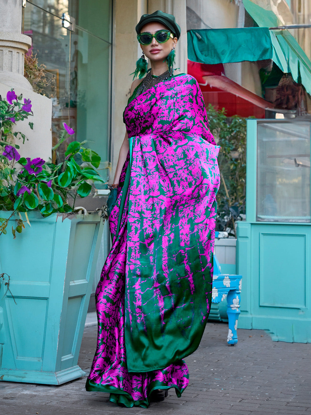 NOZ2TOZ Women's Crepe Green Printed Designer Saree With Blouse Piece - Distacart