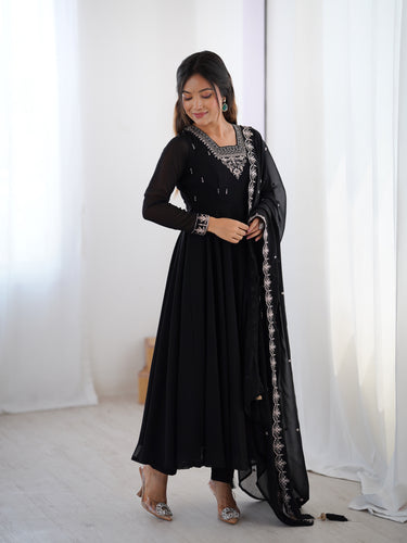 Lehenga Mart Designer Anarkali Suit for Women or Girls - Black