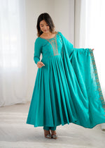 Thumbnail for Lehenga Mart Designer Anarkali Suit Ready To Wear Kurta Pant With Dupatta For Women-Rama Green - Distacart