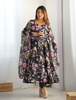 Thumbnail for Lehenga Mart Wedding Wear Anarkali Suit With Dupatta - Black - Distacart