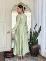 Thumbnail for The52 Pista Women's Gorgeous Embroidered Vichitra Silk Fabric Flared Kurta Pant with Dupatta Set - Distacart