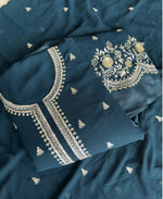 Thumbnail for KC Bollywood Style Teal Blue Georgette Suit For Women - Dista