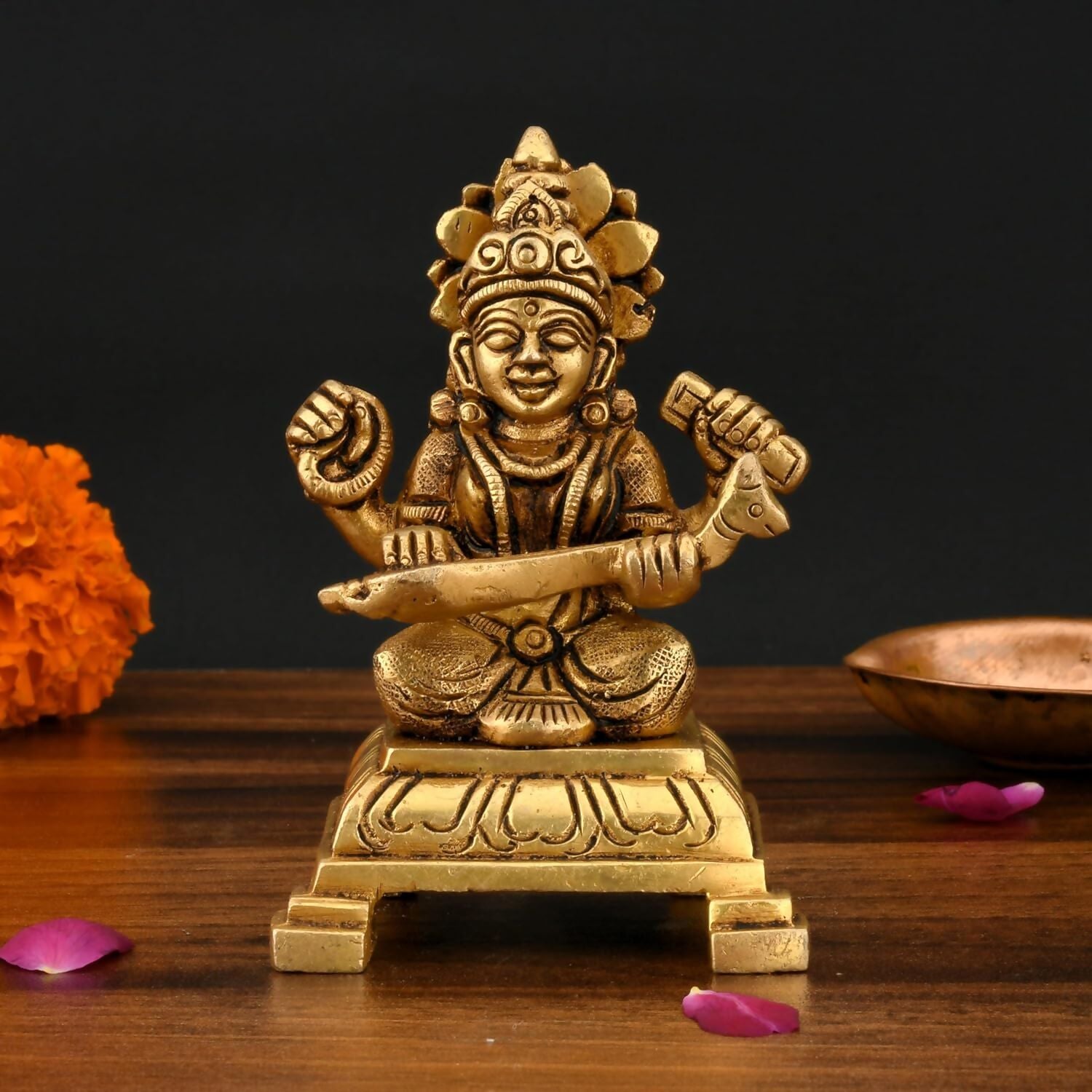 ShreeYaash Brass Goddess Saraswati Idol - Distacart