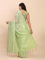 Thumbnail for Astita Linen Cotton Light Green Saree