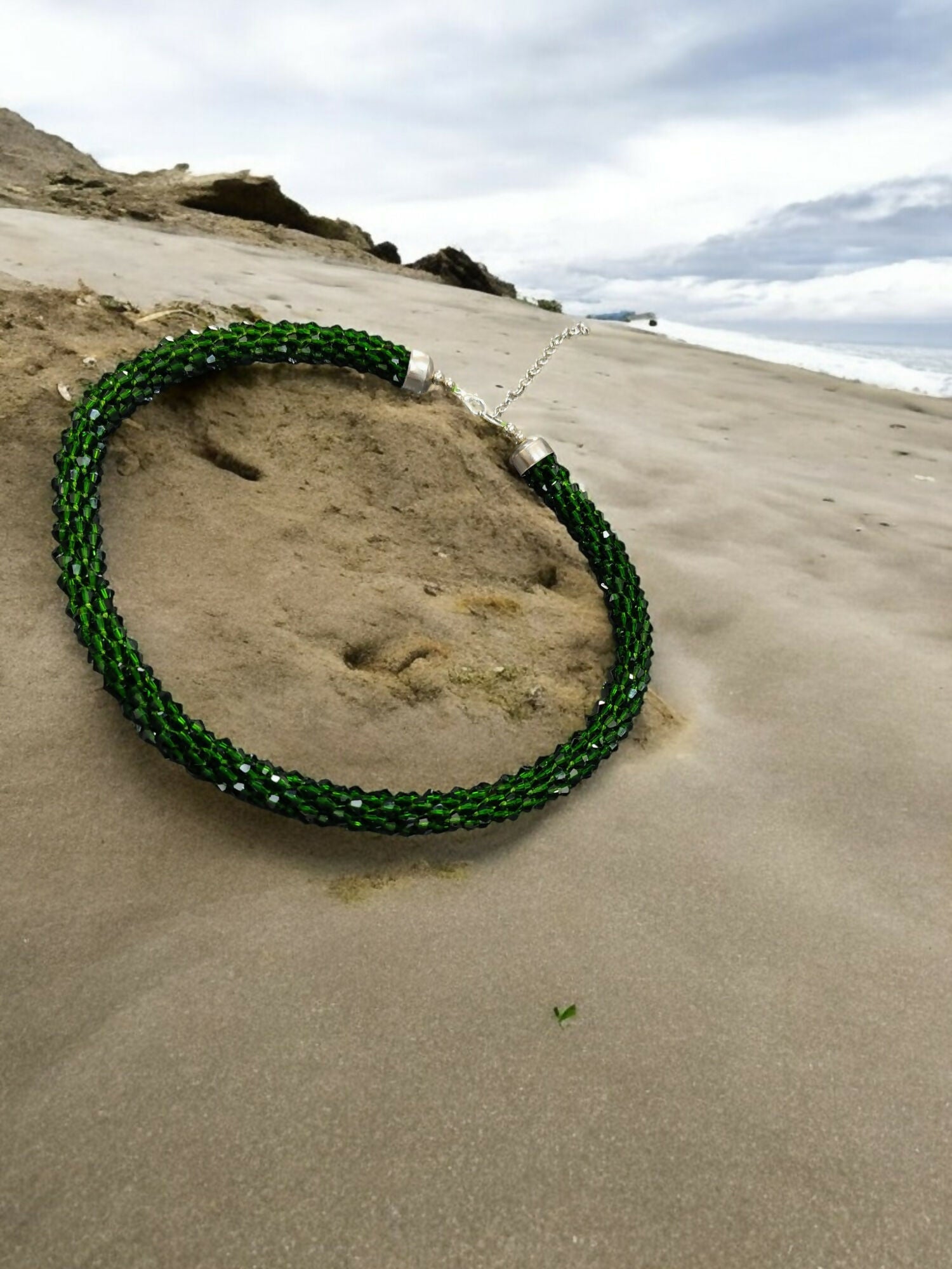 Inhanns Noor-E-Jalwa – Handmade Crystal Bead Necklace -Adjustable - Green Only Necklace - Distacart