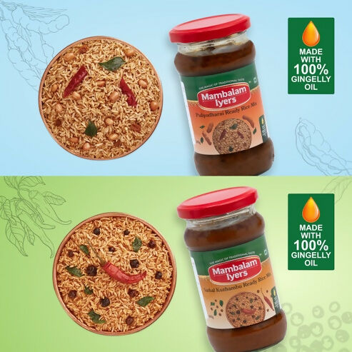Mambalam Iyers Puliyodharai & Vathal Kuzhambu Ready Rice Mix Combo - Distacart