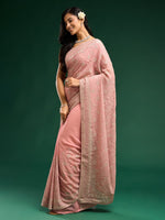 Thumbnail for kasee Floral Embroidered Pure Georgette Saree - Distacart