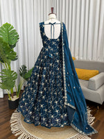 Thumbnail for Prazu Fashion Blue Fendy Silk Thread With Sequence Anarkali Suit - Dista