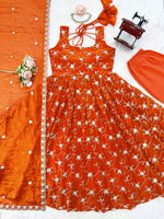 Thumbnail for Prazu Fashion Orange Fendy Silk Thread With Sequence Anarkali Suit - Dista