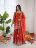 Prazu Fashion Rust Orange Art Silk Thread With Sequence Designer Sharara Suit - Dista