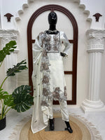 Thumbnail for Prazu Fashion Off White Art Silk Thread Work Designer Salwar Suit - Dista
