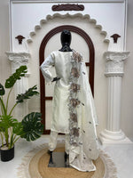 Thumbnail for Prazu Fashion Off White Art Silk Thread Work Designer Salwar Suit - Dista