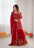 Prazu Fashion Red Georgette Thread Work Designer Sharara Suit - Dista