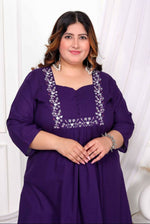 Thumbnail for Miravan Women'S Plus Size Purple Floral Kurta With Palazzo - Distacart