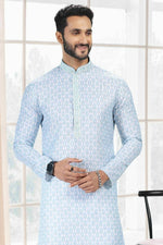 Thumbnail for Raivat Ethnic Cotton Thread Work Kurta Pajama In Sky Blue Colour - Dista