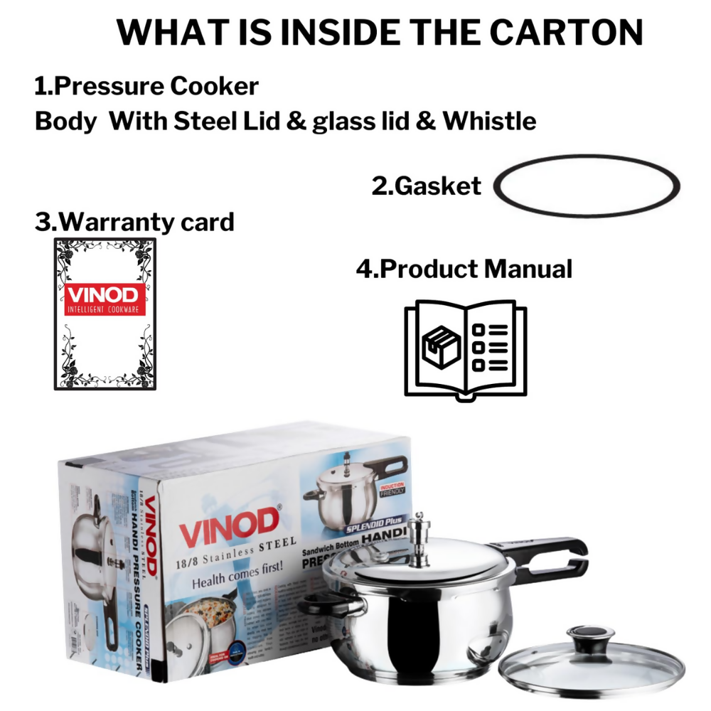 Vinod Splendid Plus Stainless Steel Outer Lid Pressure Cooker - Dista
