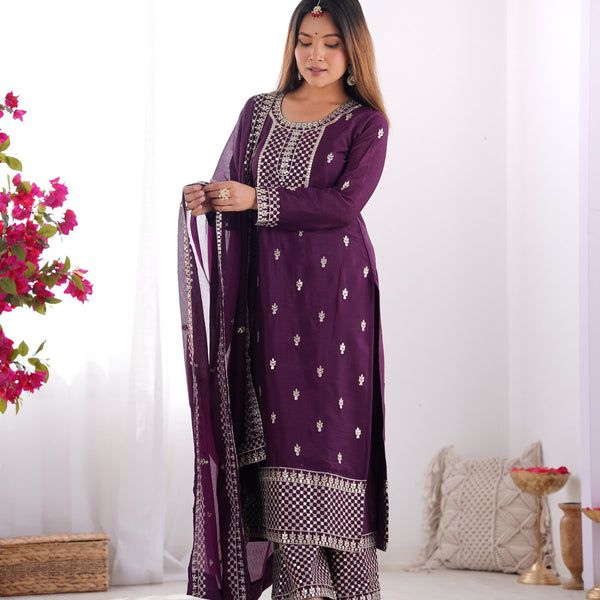 Lehenga Mart Designer Salwar Suit With Dupatta - Wine - Distacart