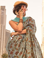 Thumbnail for NOZ2TOZ Women's Tissue Grey Printed Designer Saree With Blouse Piece - Distacart