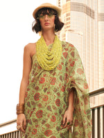 Thumbnail for NOZ2TOZ Women's Tissue Light Green Printed Designer Saree With Blouse Piece - Distacart