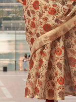 Thumbnail for NOZ2TOZ Women's Tissue Cream Printed Designer Saree With Blouse Piece - Distacart