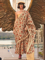 Thumbnail for NOZ2TOZ Women's Tissue Cream Printed Designer Saree With Blouse Piece - Distacart