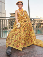 Thumbnail for NOZ2TOZ Women's Tissue Mustard Printed Designer Saree With Blouse Piece - Distacart