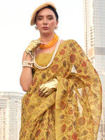 Thumbnail for NOZ2TOZ Women's Tissue Mustard Printed Designer Saree With Blouse Piece - Distacart