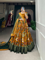 Thumbnail for Preksha Creation Tusser Silk With Patola Print With Foil Print Women Lehenga Choli - Multicolor - Distacart