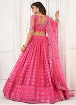 Thumbnail for Vegaa Fashion Pink Butterfly Net Embroidery Thread Designer Lehenga